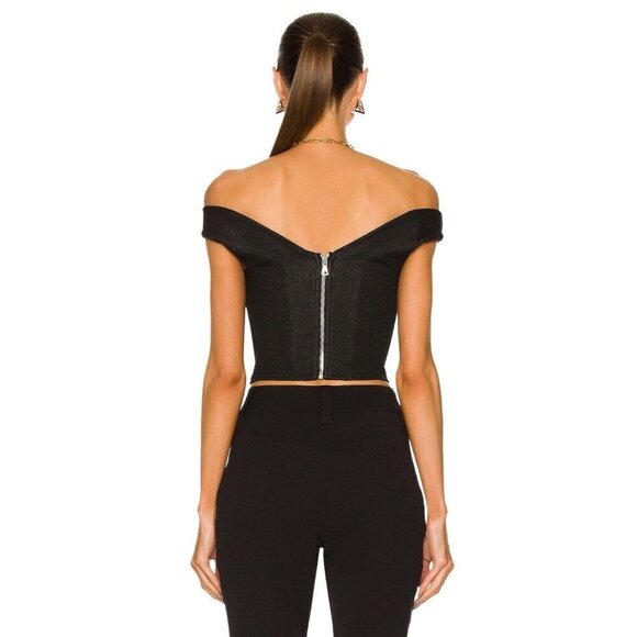 RTA Jewel Off The Shoulder Corset Top Black Womens Size 2 - Picture 3 of 10